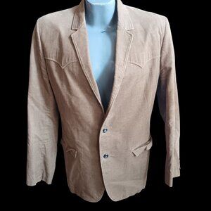 Vintage Western Blazer Large Mens Cowboy Style Corduroy Lasso USA Jacket 1970's